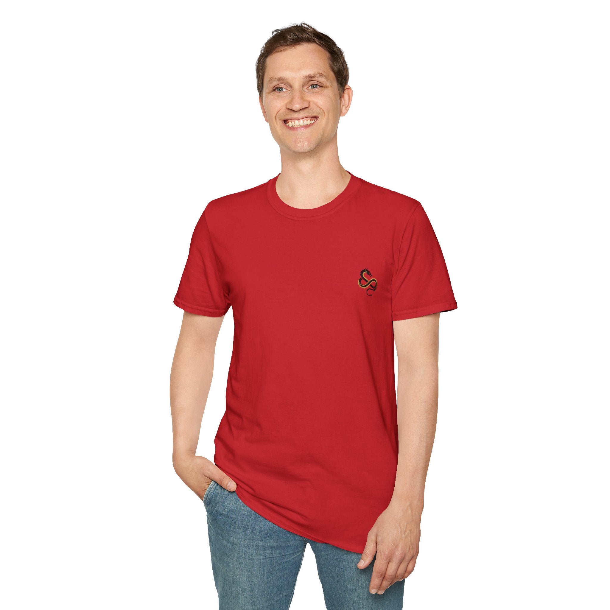 Men's Graphic T-Shirt — Fantasy Dragon Watercolor Art with Script Quote