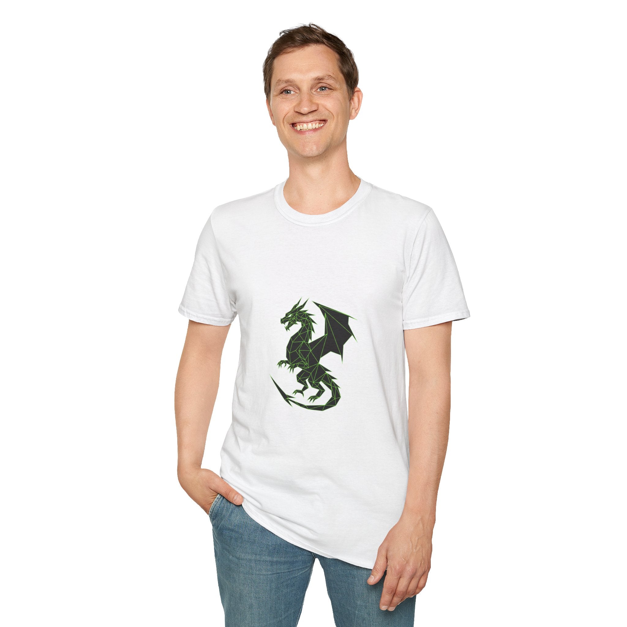 Geometric Dragon Men's T-Shirt — Dark Silhouette Graphic Tee