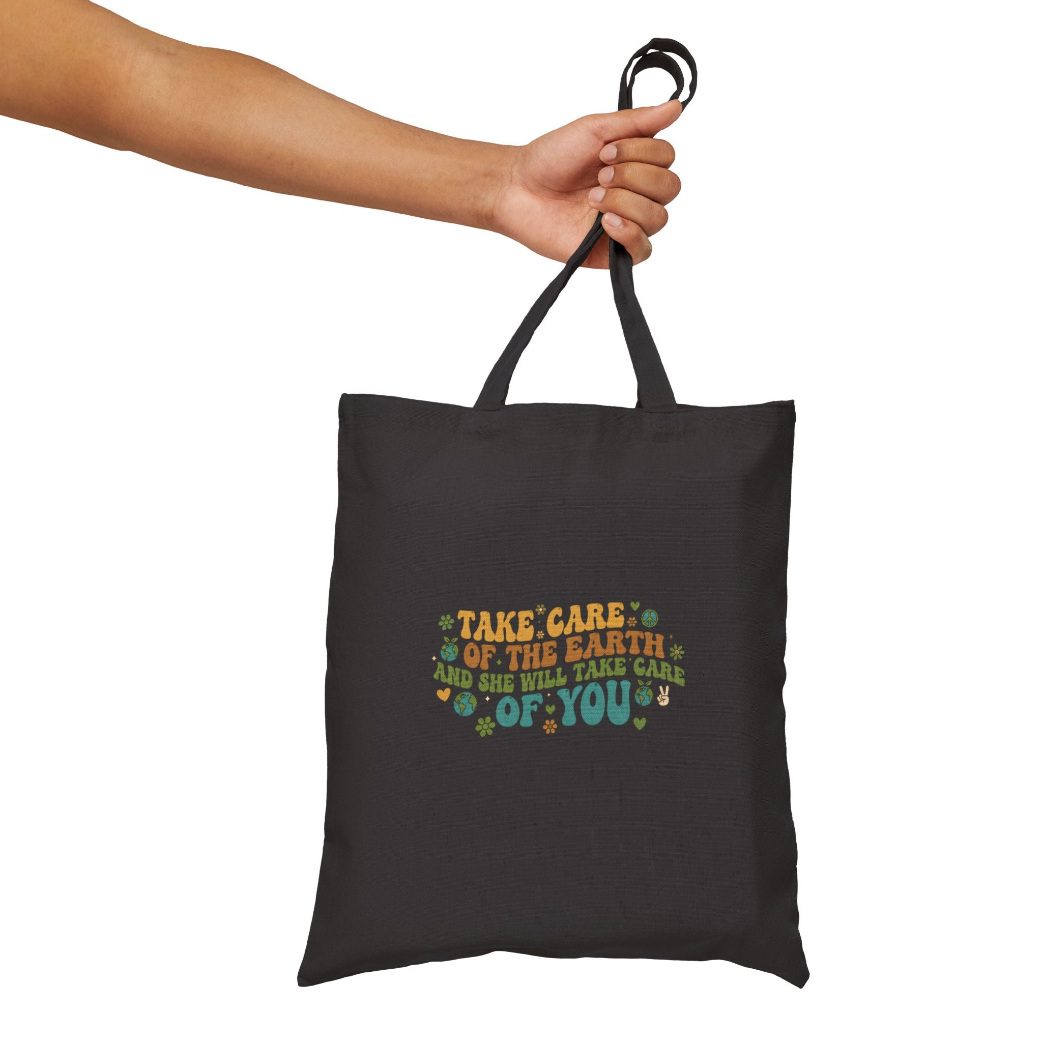 Take Care of the Earth Cotton Tote Bag — DTG Printed Canvas Bag