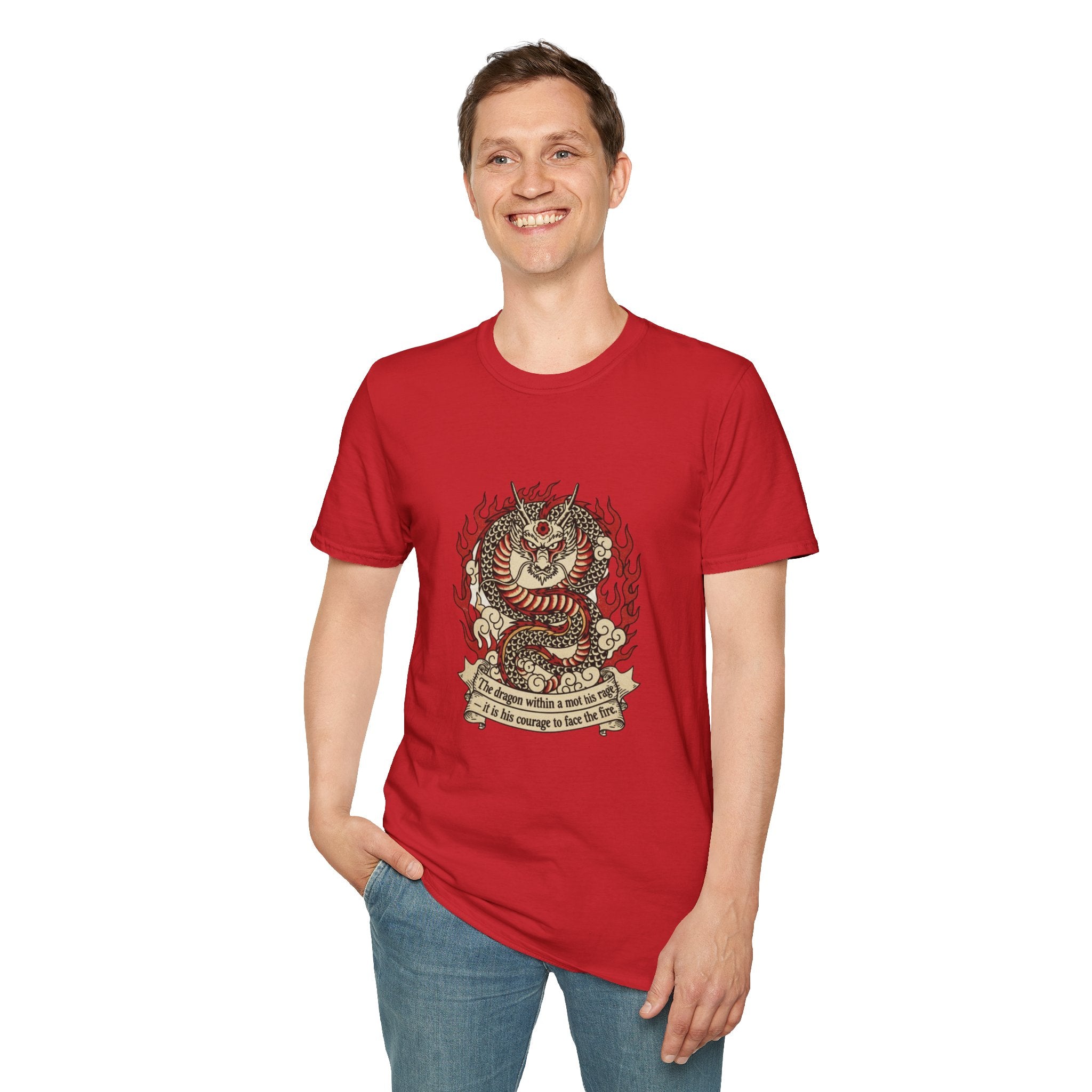 Men's Graphic Tee — Fiery Tiger, Snake & Skull Tattoo Crest with Banner