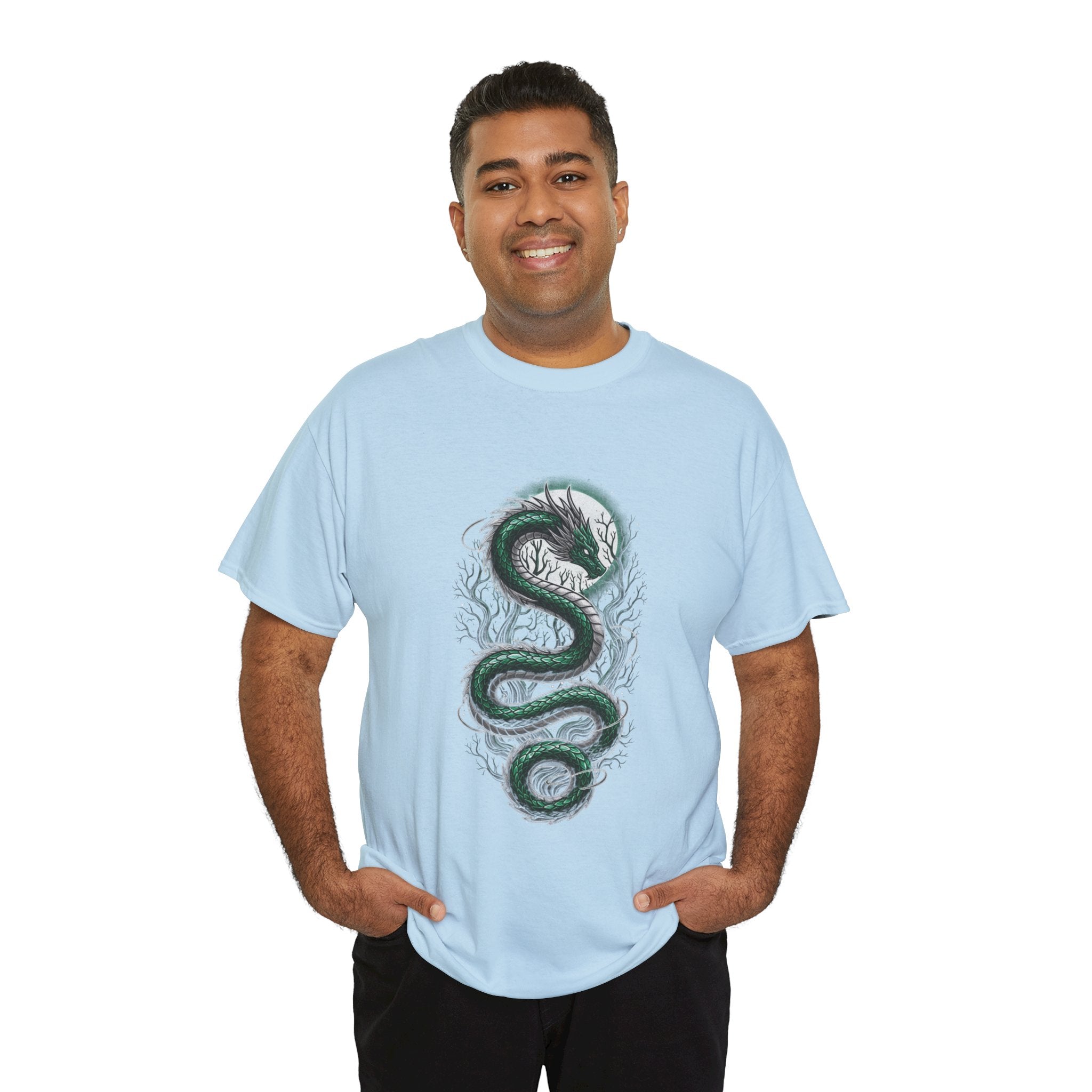 Green Serpent Branches Men's T-Shirt — DTG Printed Cotton Tee