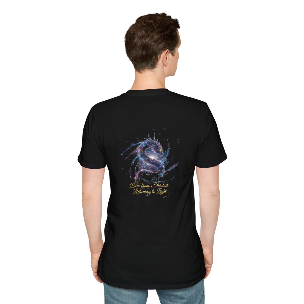 Men's Graphic T-Shirt — Fantasy Dragon Watercolor Art with Script Quote