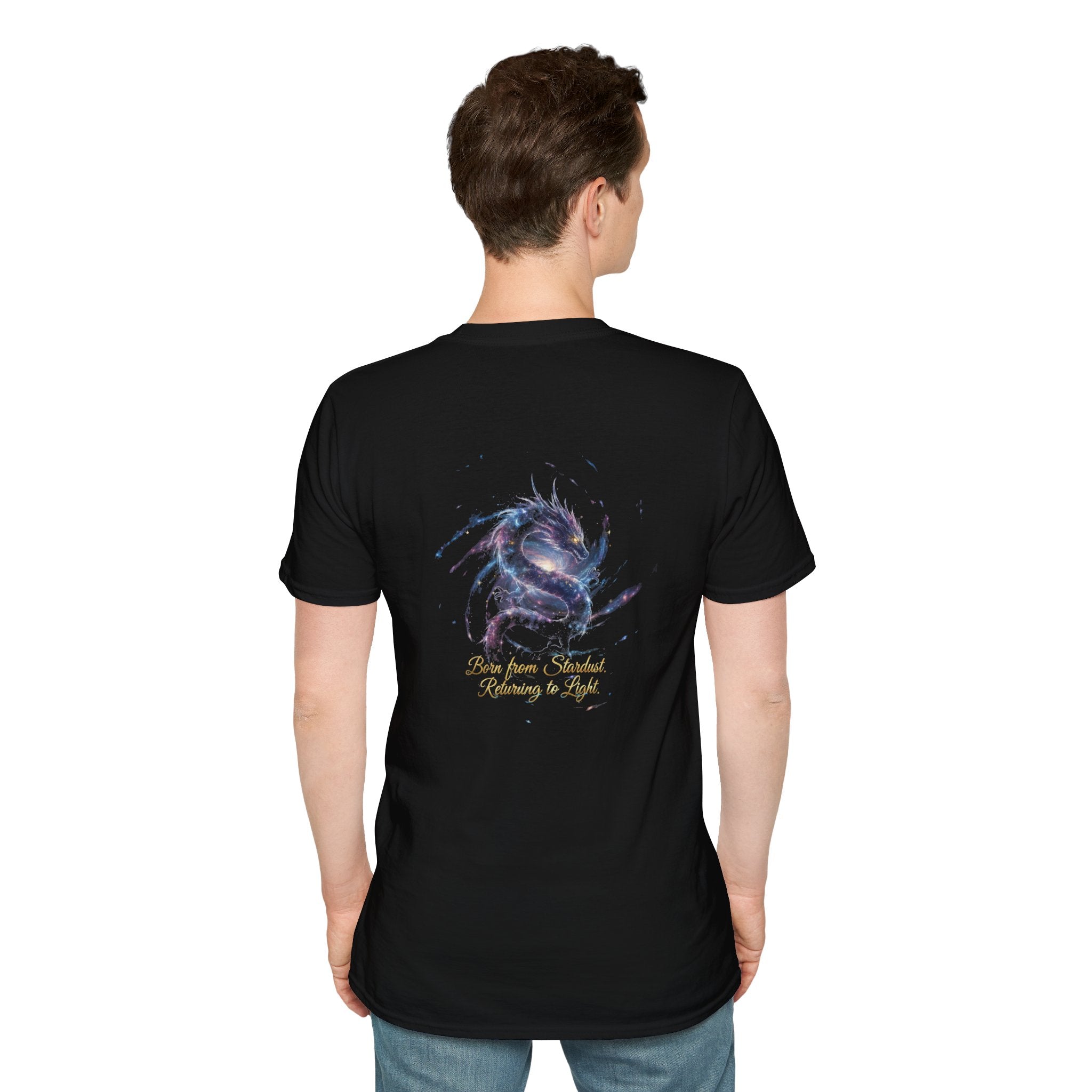Men's Graphic T-Shirt — Fantasy Dragon Watercolor Art with Script Quote