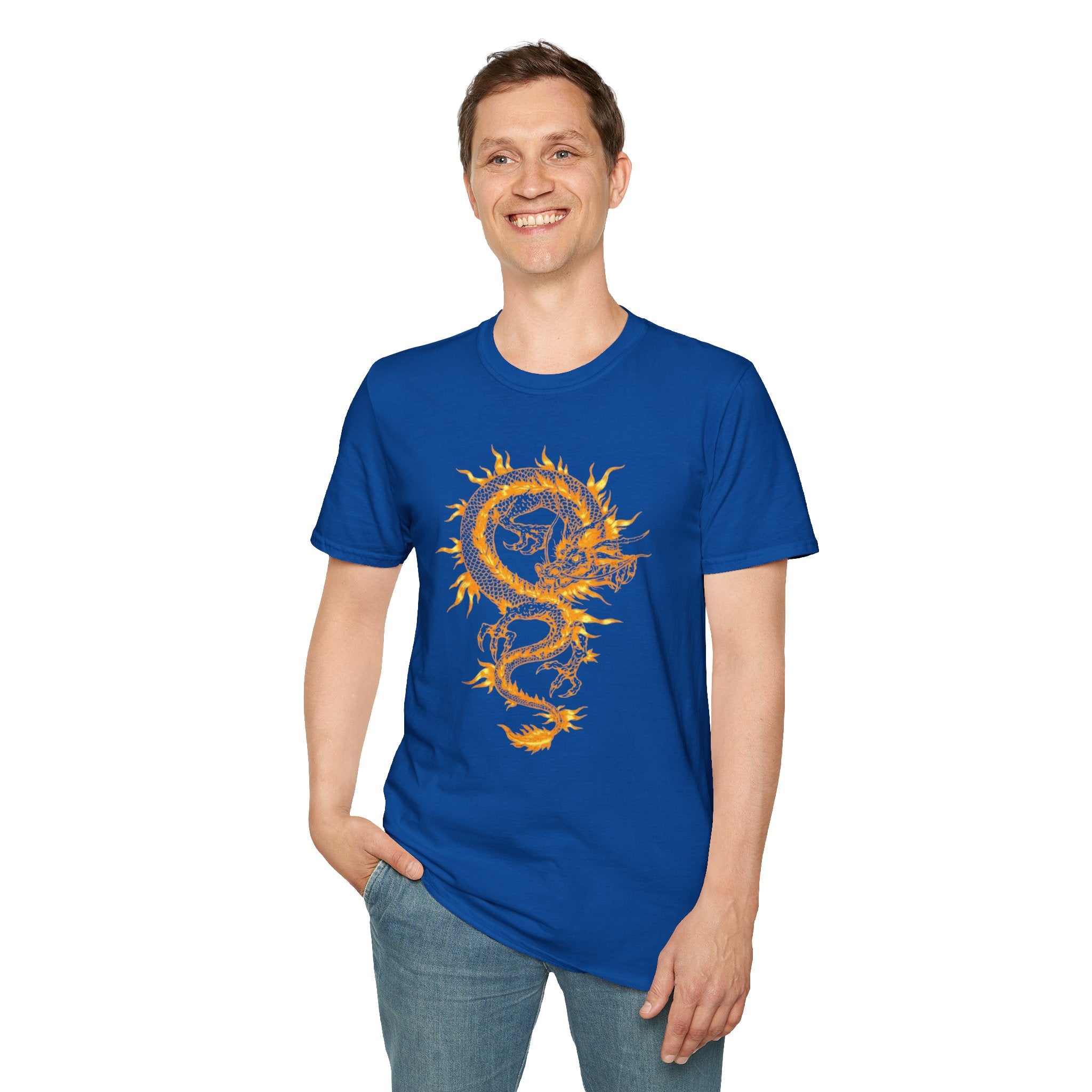 Dragon Graphic T-Shirt — Flaming Golden Circle Men's Tee