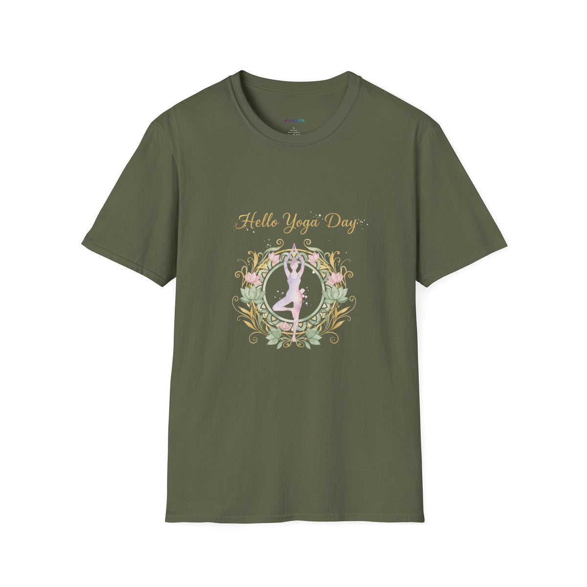 Yoga Day Floral T-Shirt — 'Hello Yoga Day' Pastel Mandala Tee