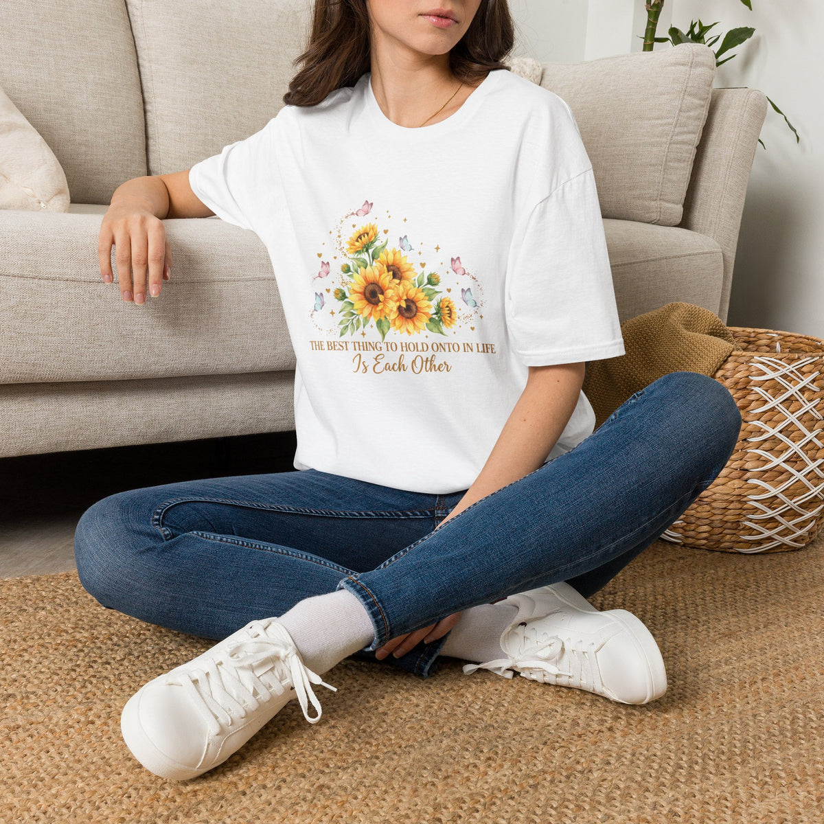 Sunflower Bouquet T-Shirt | 'The Best Things in Life Grow in Earth & Water' Floral Tee | DTG Women's Graphic Tee