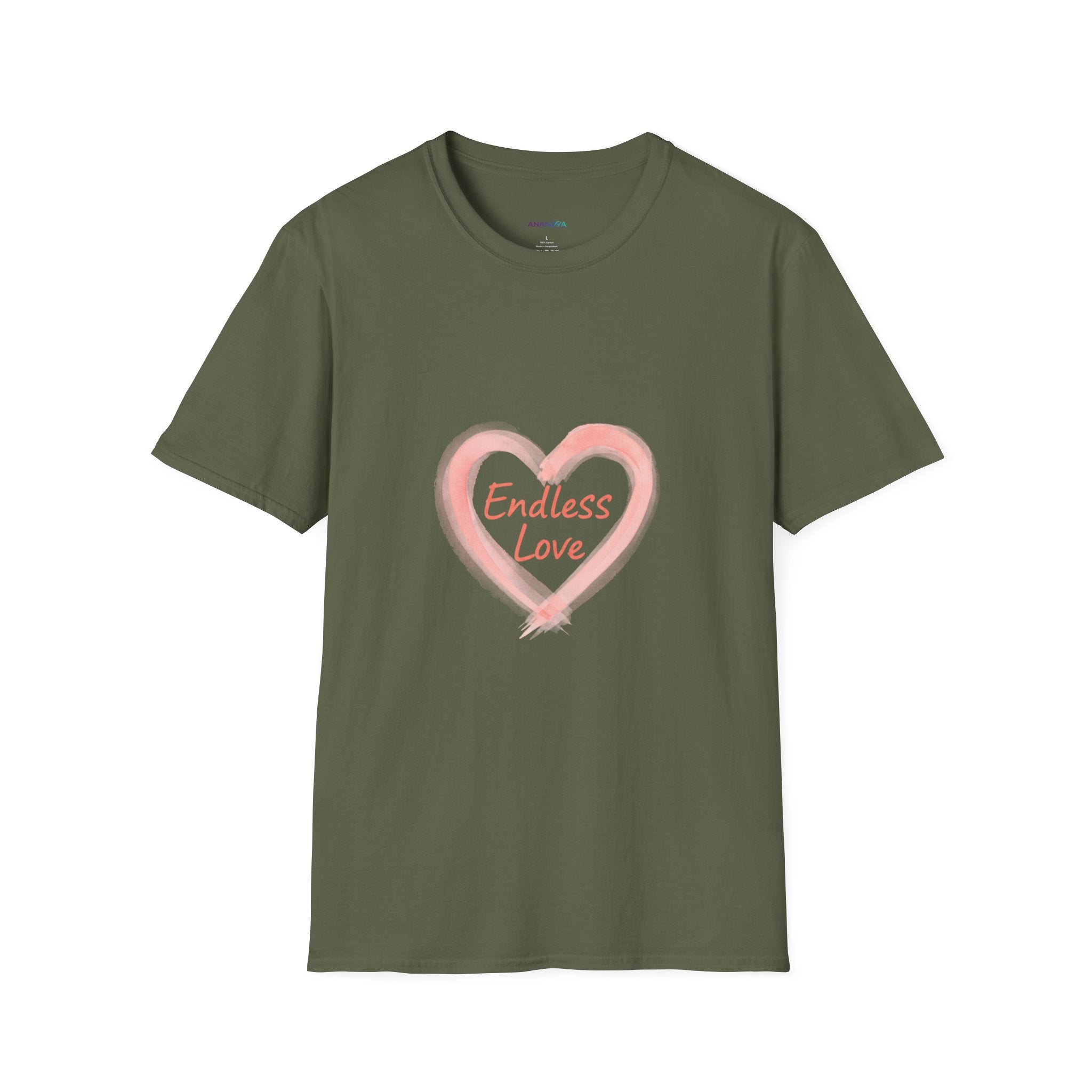 Endless Love Heart T-Shirt — Pink Watercolour Heart Unisex Graphic Tee