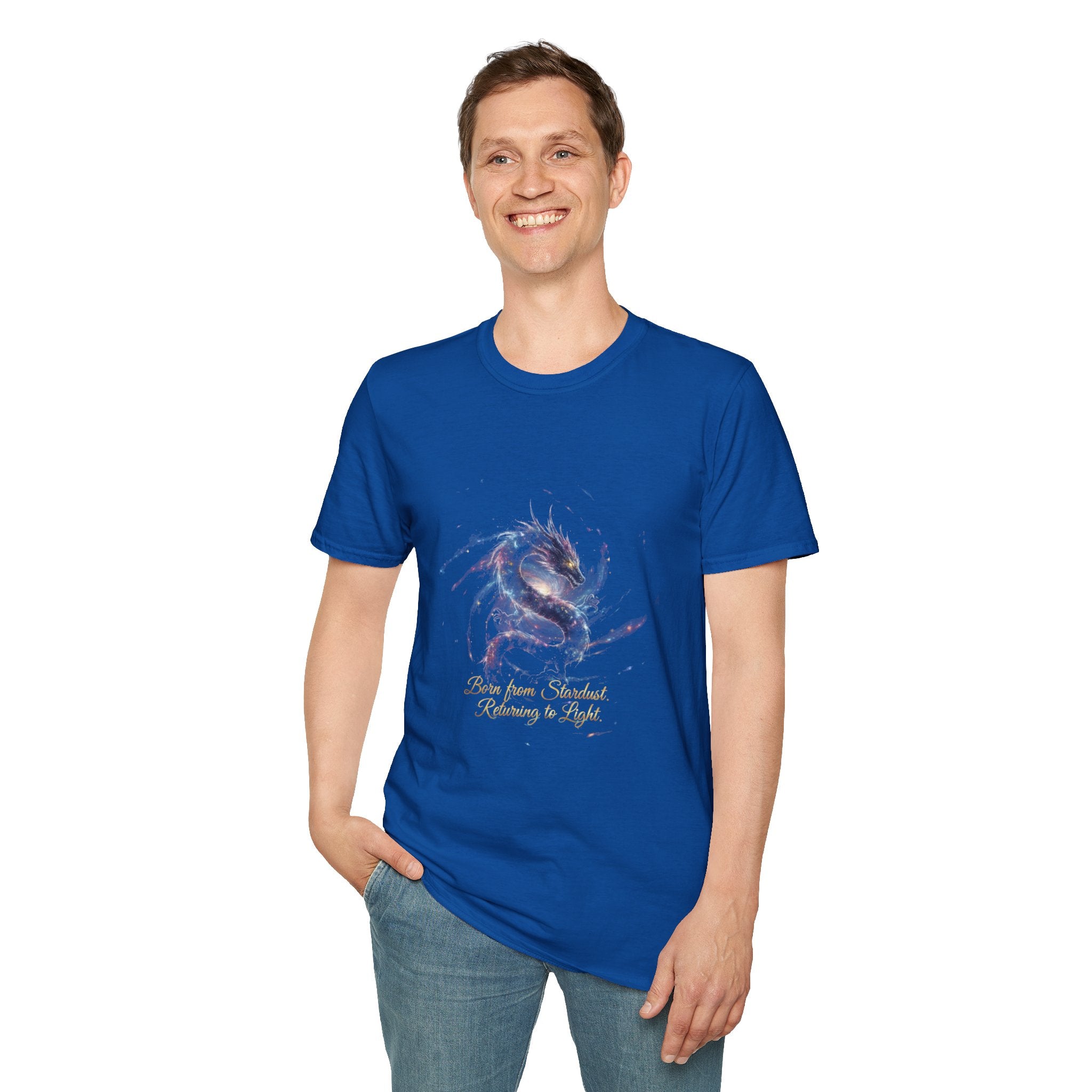 Men's Graphic T-Shirt — Watercolor Dragon with Inspirational Script
