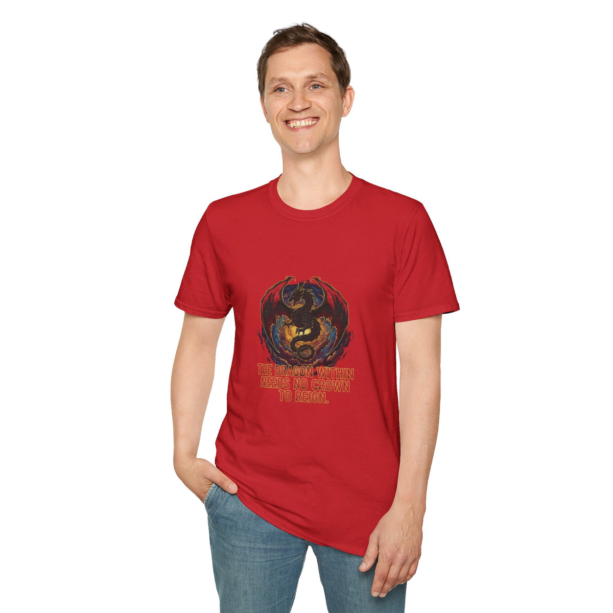 Men's Dragon Embrace Graphic T-Shirt | "You Are Stronger Than You Know" | DTG Inspirational Tee