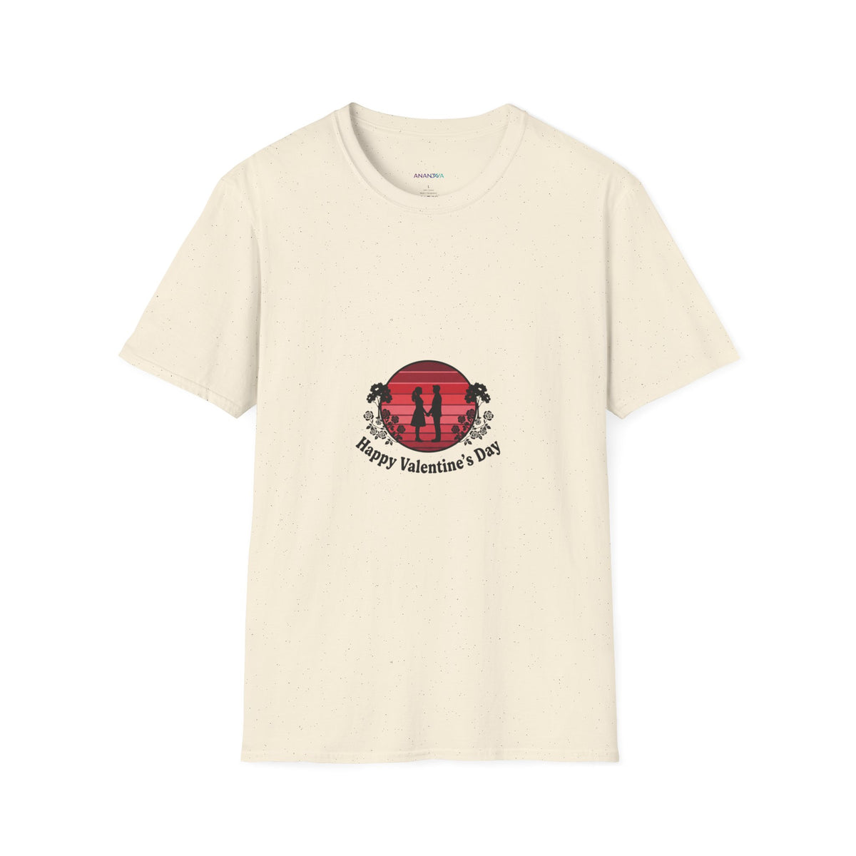 Valentine's Day Couple Sunset T-Shirt — "Happy Valentine's Day" Silhouette Unisex Graphic Tee