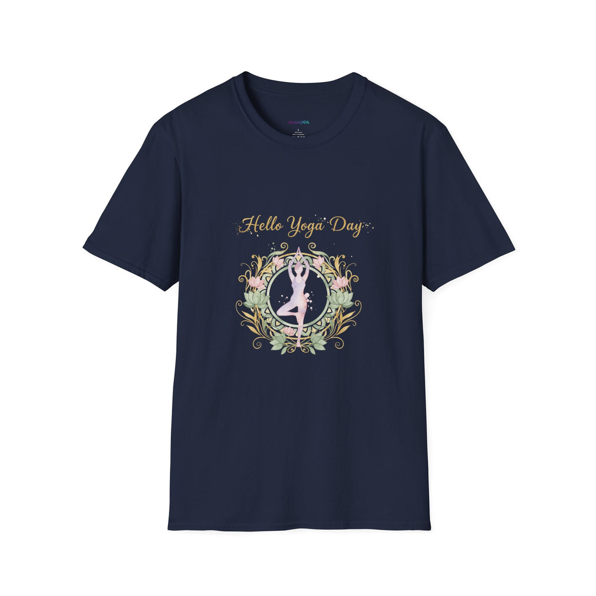 Yoga Day Floral T-Shirt — 'Hello Yoga Day' Pastel Mandala Tee