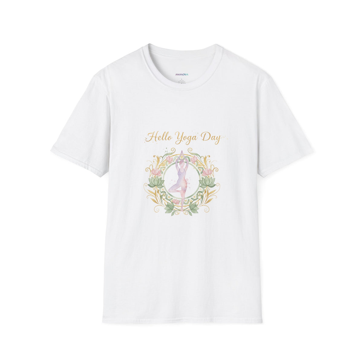 Yoga Day Floral T-Shirt — 'Hello Yoga Day' Pastel Mandala Tee