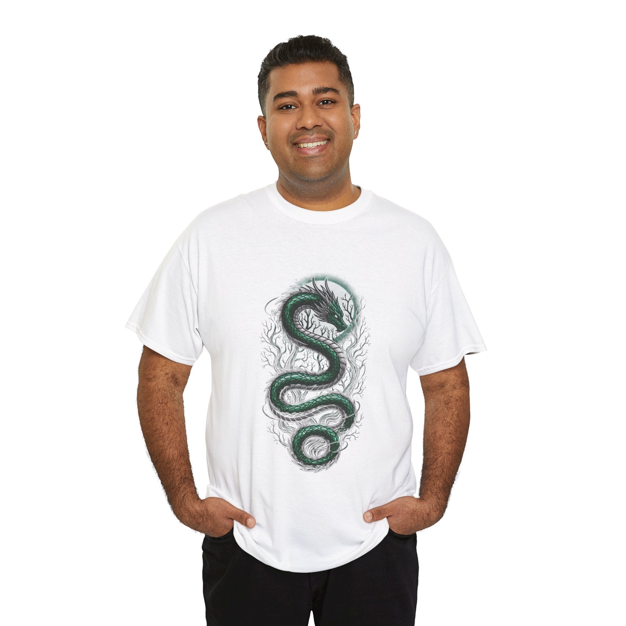 Green Serpent Branches Men's T-Shirt — DTG Printed Cotton Tee